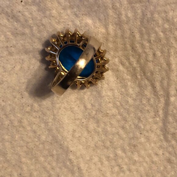 PRINSESS DIANA'S ring! gold plated blue topaz vintage Diana's ring, size 7 - Picture 6 of 7